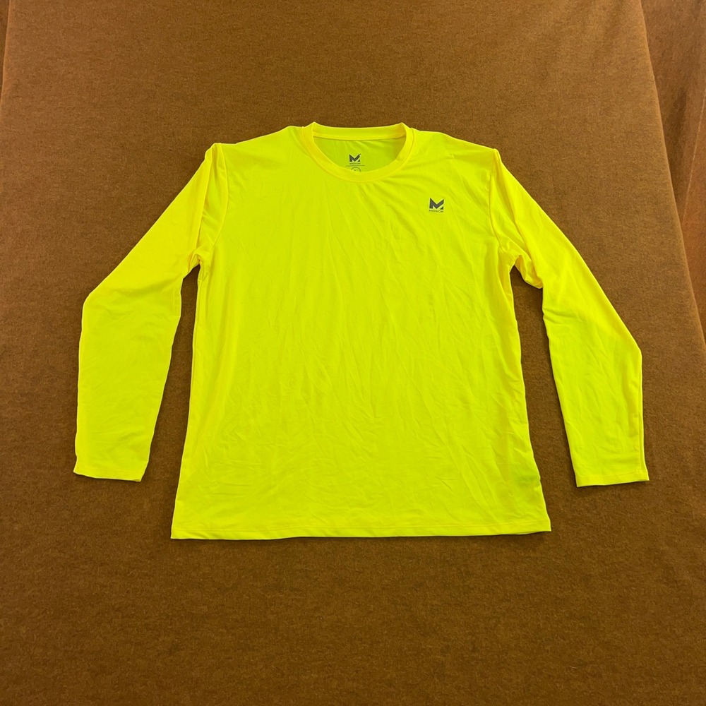 Mission Mens Large Yellow Long Sleeve Cooling Performance Activewear Shirt